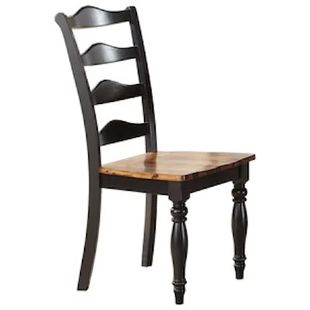 Ladder Back Side Chair with Wood Seat